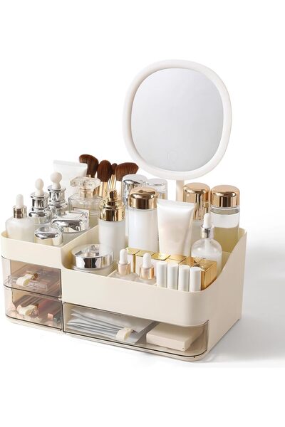 Arabest Make Up Organizers for Vanity, with Rechargeable Mirror, 3 Drawers, f...