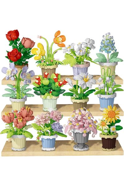 Arabest مجموعة بناء باقة زهور من 12 قطعة، هدايا لعيد الأم وعيد الحب والكريسما...