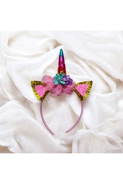 The Cloudish Shop Girl's Crown with Unicorn Horns and Ears, Glittering Flower...