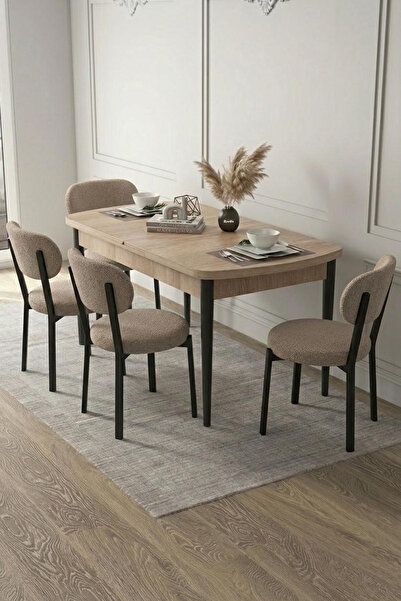 Renlife 4 Kişilik Açılır Mutfak Masa Takımı | Yemek Masası ve Sandalye Seti M...