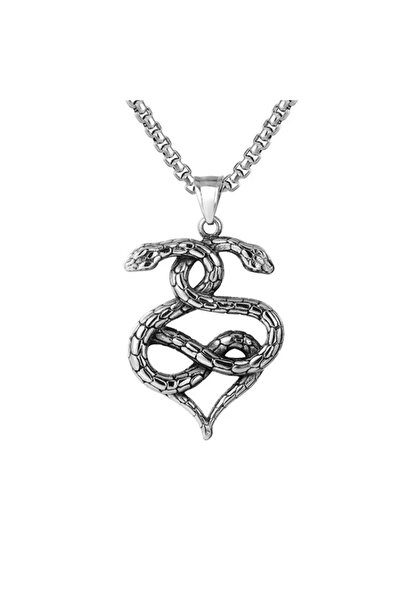 EFAYN.RO Snake pendant chain, twin model, M5, unisex, antique silver, EFAYN