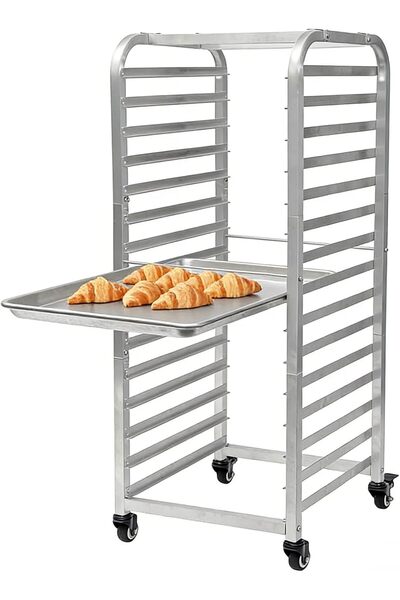 Garvee عربة تبريد متحركة بعجلات قابلة للقفل مع رف ألومنيوم من 15 طبقة لأواني ...