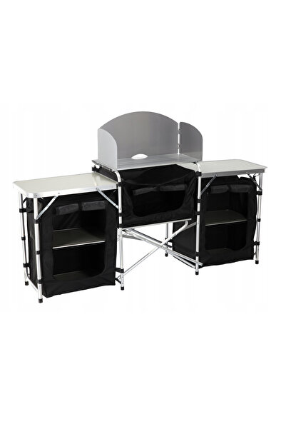 SERSIMO Foldable camping kitchen with 3 burners, aluminum frame, 175x40x111cm...