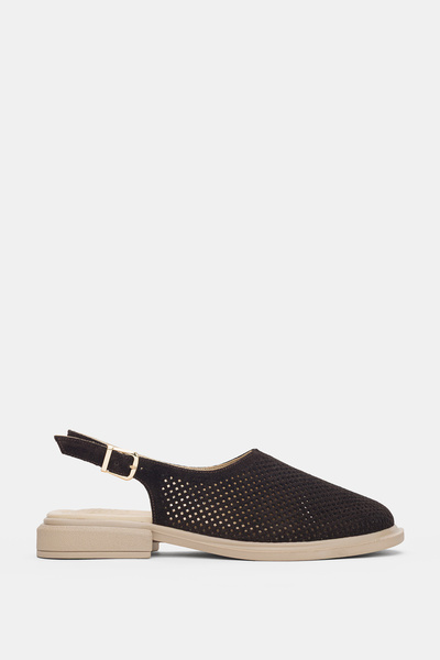 selin shoes Delar Genuine Leather Mesh Detailed Heeled Women's Sandals with B...