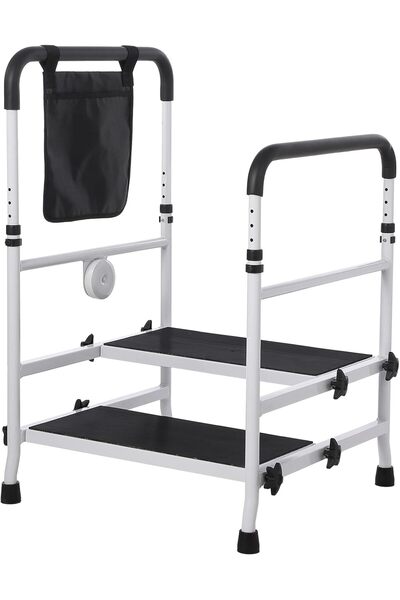 Garvee كرسي بدرجتين من الفولاذ شديد التحمل - مزود بدرابزين قابل للتعديل ومضاد...