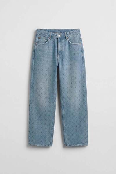 ablukaonline Ανδρικό φαρδύ τζιν παντελόνι με vintage εφέ σε μπλε χρώμα