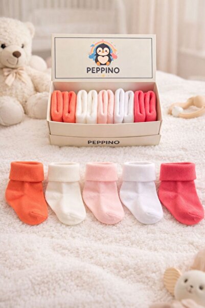 Peppino Organik Pamuk Unisex 5'li Kutulu Premium Yeni Doğan Bebek Çorabı