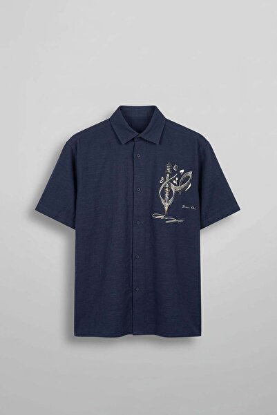 ablukaonline Чоловіча бавовняна сорочка оверсайз з коротким рукавом та вишивк...