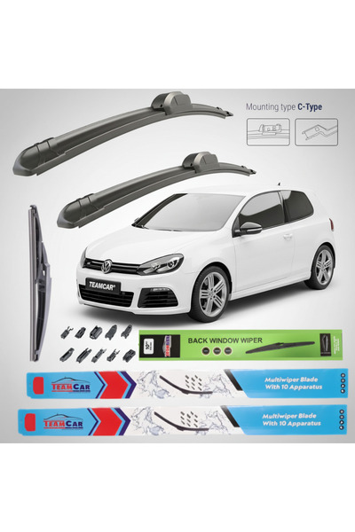 TEAMCAR Volkswagen Golf 6 Χάτσμπακ 3θυρο (2008-2012) Πλήρες Σετ Υαλοκαθαριστήρων
