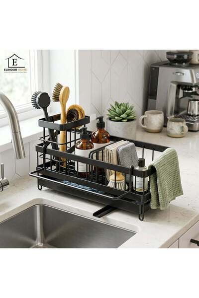 Elindor ® Kitchen Sink Organizer, Holder for Brushes, Sponges, Dish Soap, 24....