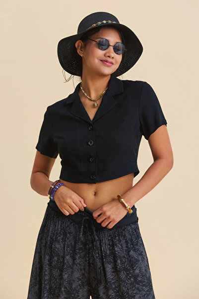 Los banditos Μπλούζα με γιακά πουκάμισου και κοντό μανίκι σε μποέμ στυλ