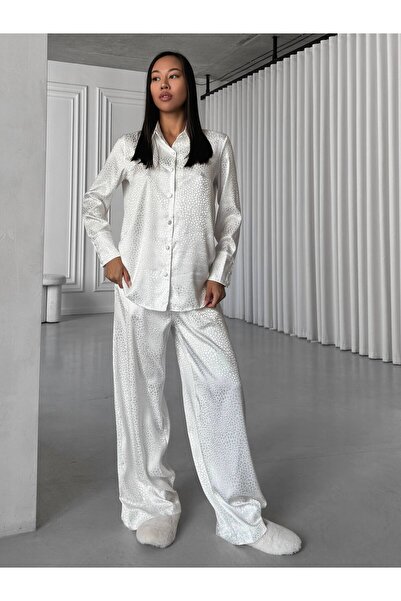 delis Women's two-piece pajama set, with buttons – 2301433, White