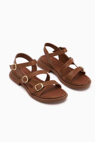 Limoya Myra Camel Double Strap Women's Sandals