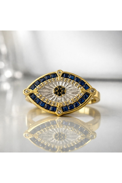 Theory Jewelry خاتم بحجر العين الشريرة بتصميم بسيط |   الفولاذ المقاوم للصدأ ...