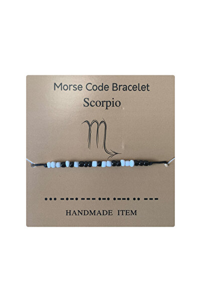 EFAYN.RO Bratara cu cod morse zodiac scorpion, argintiu, creata manual, neagr...