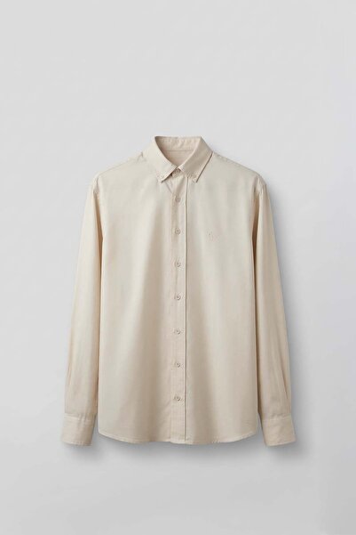 ablukaonline Чоловіча мінімалістична сорочка з тенселу вільного крою з вишивк...