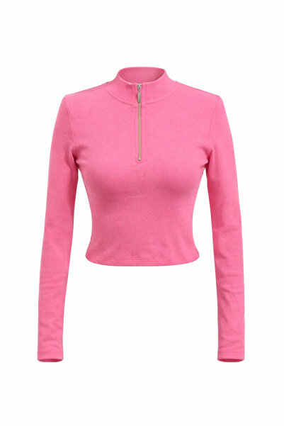 Mixray 4177 بلوزة نسائية قصيرة باللون الوردي