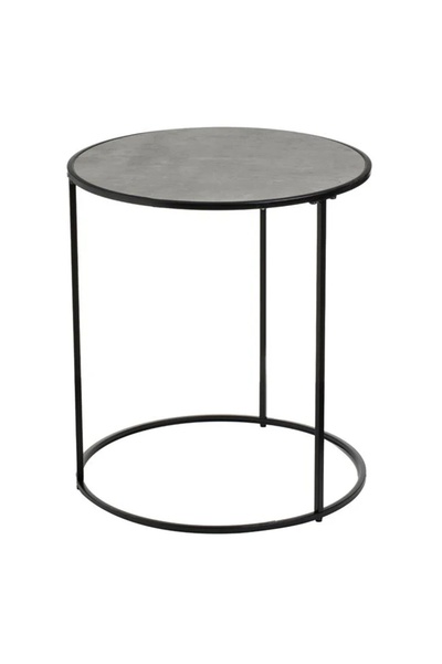 ELITECOMMERCEMARKET Side Table with Metal Frame & Cement Texture MDF Top Ø45x...