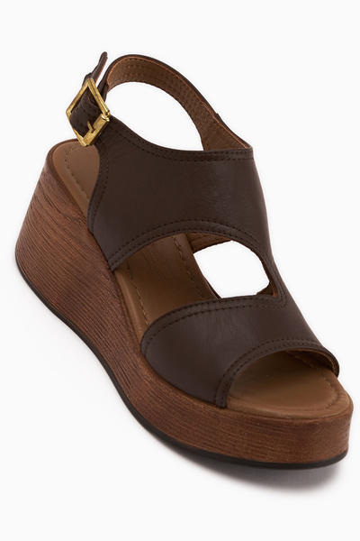 Limoya صندل نسائي من أوليا مصنوع من الجلد الطبيعي باللون البني بكعب عريض
