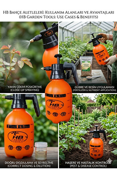 Global HB Garden Tools 2 Litre Basınçlı İlaçlama Pompası - Ayarlanabilir Başlıklı Bahçe ve Çiçek Sarı Renk