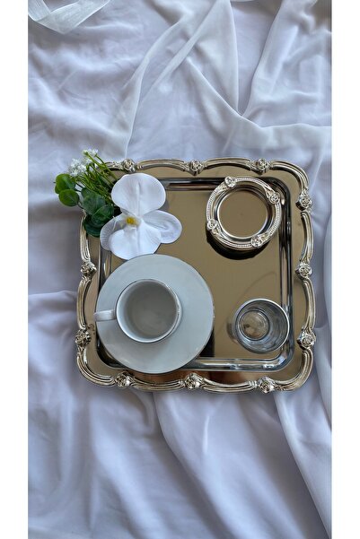 Z&B FLOWERS Ayaklı Kahve Tepsisi Damat Fincan Seti Damat Kahvesi