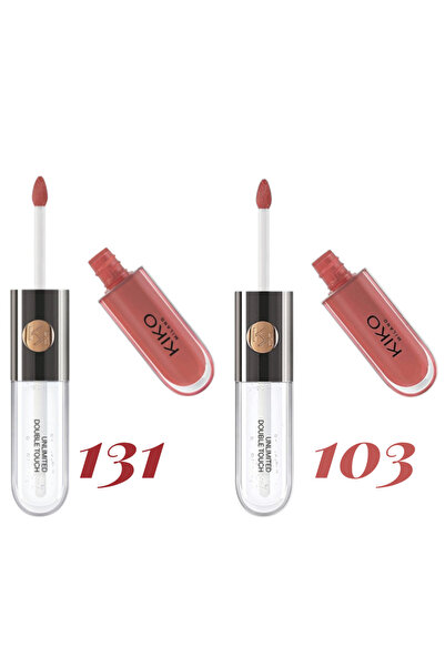 Kiko أحمر الشفاه السائل ميلانو دبل تاتش أنليميتد – درجات 103 و131 شاي متوابل