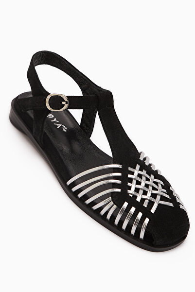 Limoya Жіночі сандалі Kelly з натуральної шкіри чорного кольору з срібною клі...