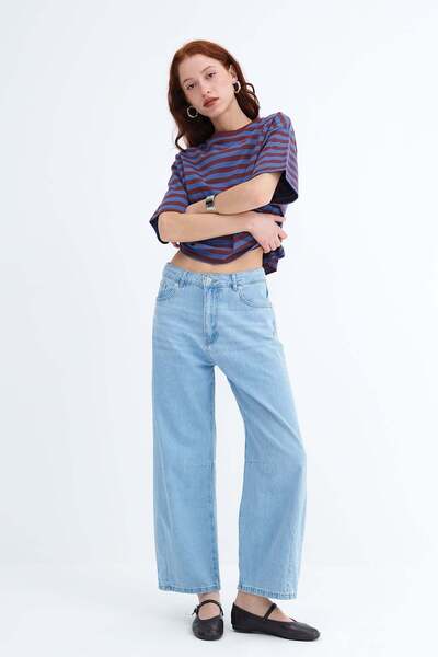 Addax Pantaloni blugi largi cu talie înaltă PN10027