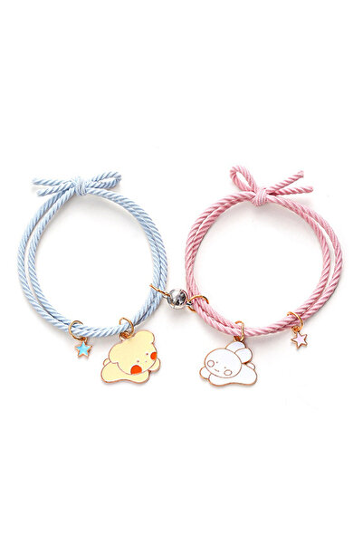 EFAYN.RO Set bratari cu magnet, tip sfoara, pandantiv figurine iepurasi, regl...