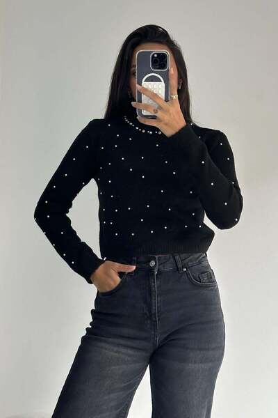 bunubanayolla Taş Ve İncili Dik Yaka Kazak