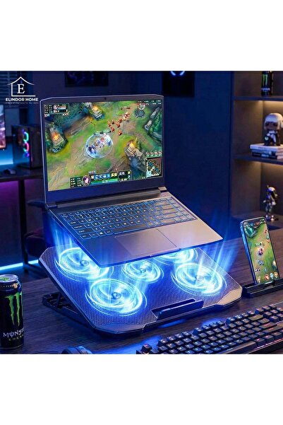 Elindor ®   Ψύκτης φορητού υπολογιστή gaming RGB, Βάση με ρυθμιζόμενη γωνία 5...
