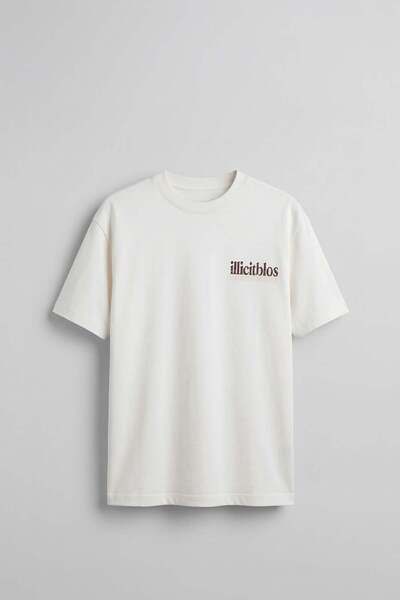 ablukaonline Men's Oversize Minimal Text Printed T-Shirt White