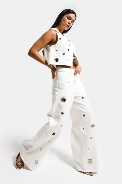 it's basic Women's Off-White 7S6-101 Baggy Fit Special Design Denim Jeans wit...