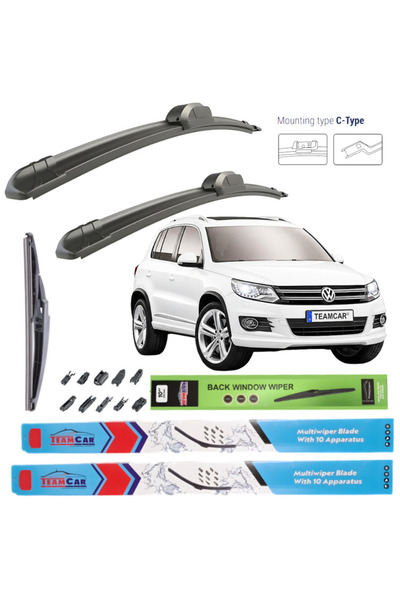 TEAMCAR Volkswagen Tiguan (5N2 2011-2017) Πλήρες Σετ Υαλοκαθαριστήρων