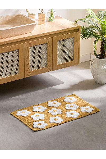 LC Waikiki Πορτοκαλί Λουλουδάτο Κεντημένο Χαλάκι Μπάνιου 50x80 εκ.