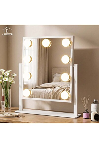 Elindor ®   360 °   Oglindă cosmetică de masă iluminată cu LED, buton tactil,...