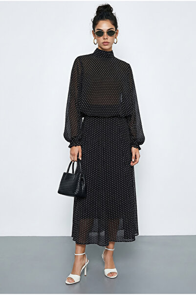 Bianco Lucci Women's Polka Dot Transparent Blouse and Lined Skirt Bottom-Top ...