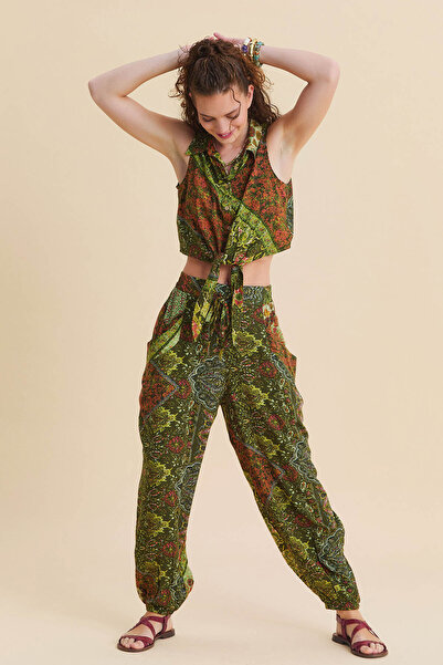 Los banditos Pantaloni drapați în stil boem cu picioare elastice