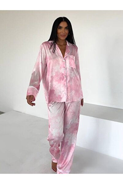 delis Women's two-piece pajama set, with buttons – 2401667, Floral pink