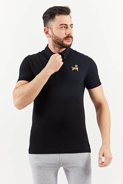 Lacoste Men Slim Fit Embroidered Bull Short Sleeves Pique Polo Shirt, Black