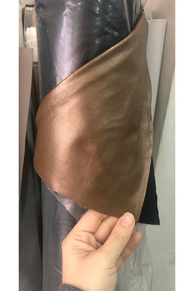 turkanlarhome Metallic Copper Brown Faux Leather Upholstery Fabric - Durable,...