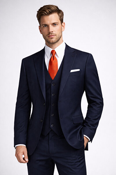 PARLAMENTER Fabio Cassel Slim Fit Erkek Yelekli Takım Elbise – Modern Kesim, ...