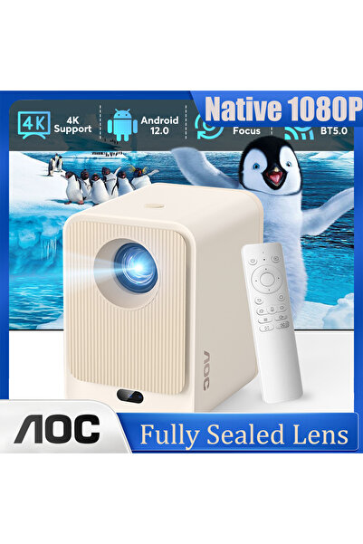 Aoc Brand Sealed Projector 9000L HighBright AutoFocus 1080P 4K 250" Wireless PC