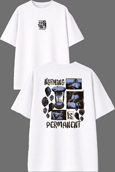 VSRN Permanent Not Design White Oversize T-Shirt with Front and Back Print
