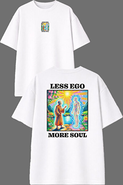 VSRN Less Ego Design bela oversize majica sa printom na prednjoj i zadnjoj st...