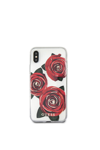 Guess Original Case For iPhone XS Max Case Transparent With Roses Red