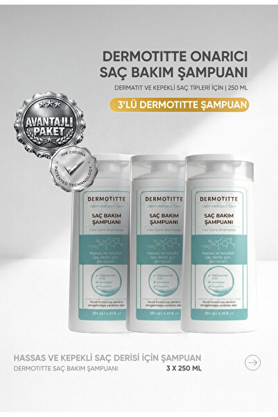 Dermotitte. Dermotitte Onarıcı Saç Bakım Şampuanı | Kepek eğilimli Saç tipler...