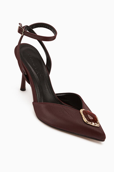 Limoya Laura Brown Buckle Ankle Strap Women's Heeled Shoes