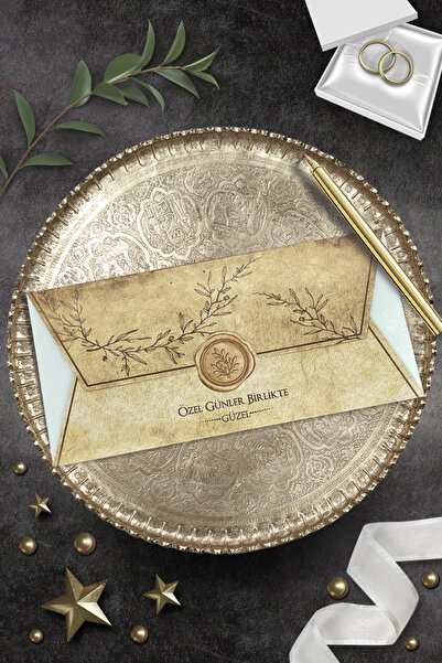 Cem Davetiye Düğün Nişan Nikah Kına Davetiyesi 7075 (100 ADET) Baskı Dahil