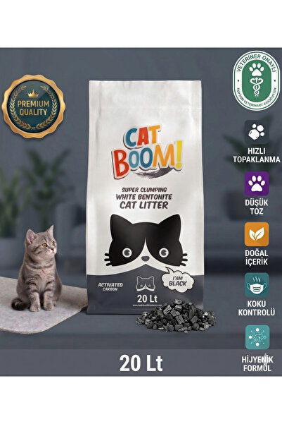 Cat Boom Aktif Karbonlu %100 Topaklanan Kedi Kumu 20 Lt.